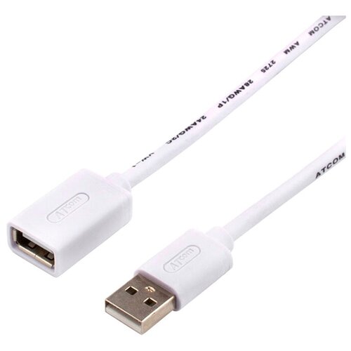 Удлинитель Atcom USB - USB (AT3788), 0.8 м, белый удлинитель atcom usb usb at3790 3 м белый