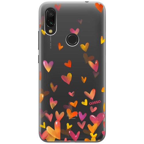 фото Ультратонкий силиконовый чехол-накладка transparent для xiaomi redmi 7 с 3d принтом "flying hearts" gosso