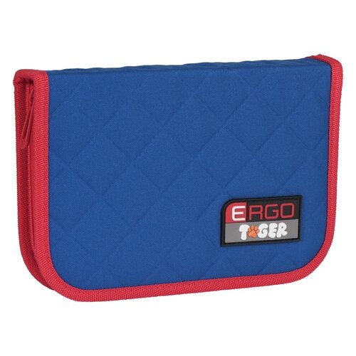 фото Пенал tiger family (тайгер), с наполнением, 1 отделение, 2 откидные планки, 31 предмет, синий/красный, 226970