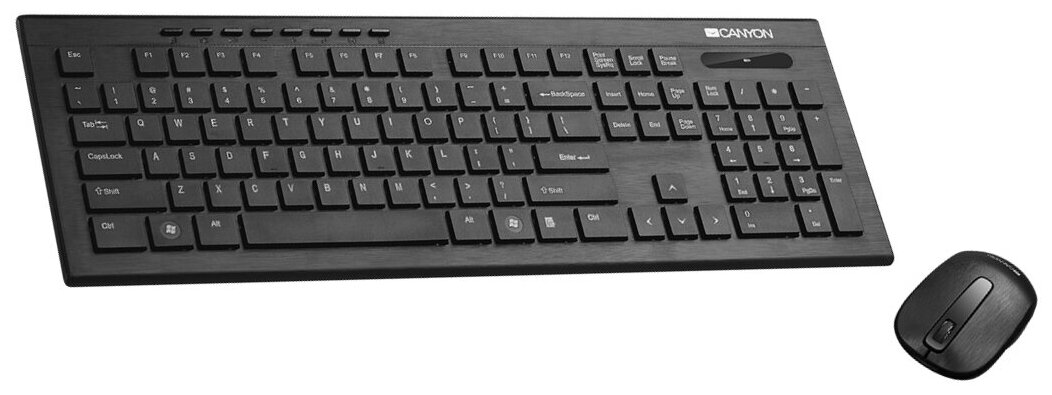 Клавиатура Canyon Multimedia 2.4GHZ wireless combo-set keyboard 104 keys, slim black mouse DPI 800-1