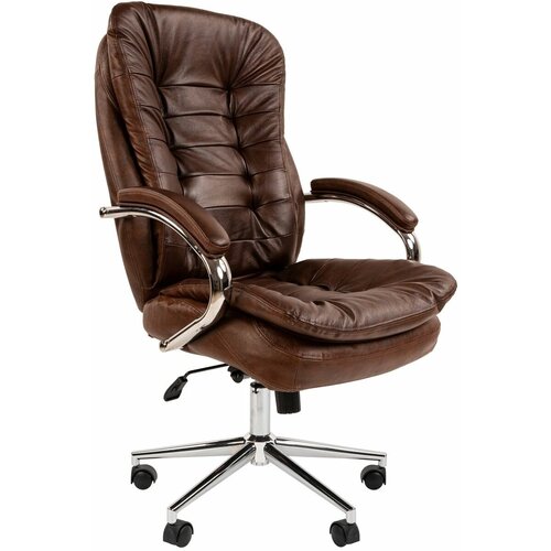 Офисное кресло, кресло руководителя CHAIRMAN 795, натуральная кожа, коричневый