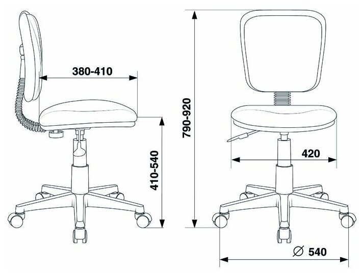 Кресло детское Бюрократ CH-W204NX, на колесиках, ткань, голубой [ch-w204nx/stick-bl] - фото №10