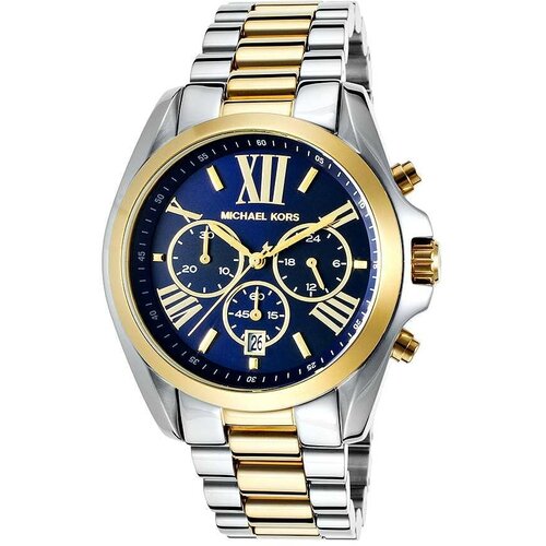 Наручные часы MICHAEL KORS Наручные женские часы Michael Kors Большие Bradshaw серебристые золотые оригинал кварцевые, серебряный, золотой