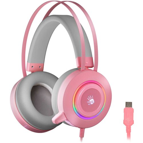 Наушники с микрофоном A4Tech Bloody G521 розовый 2.3м мониторные USB оголовье (G521 ( PINK ))