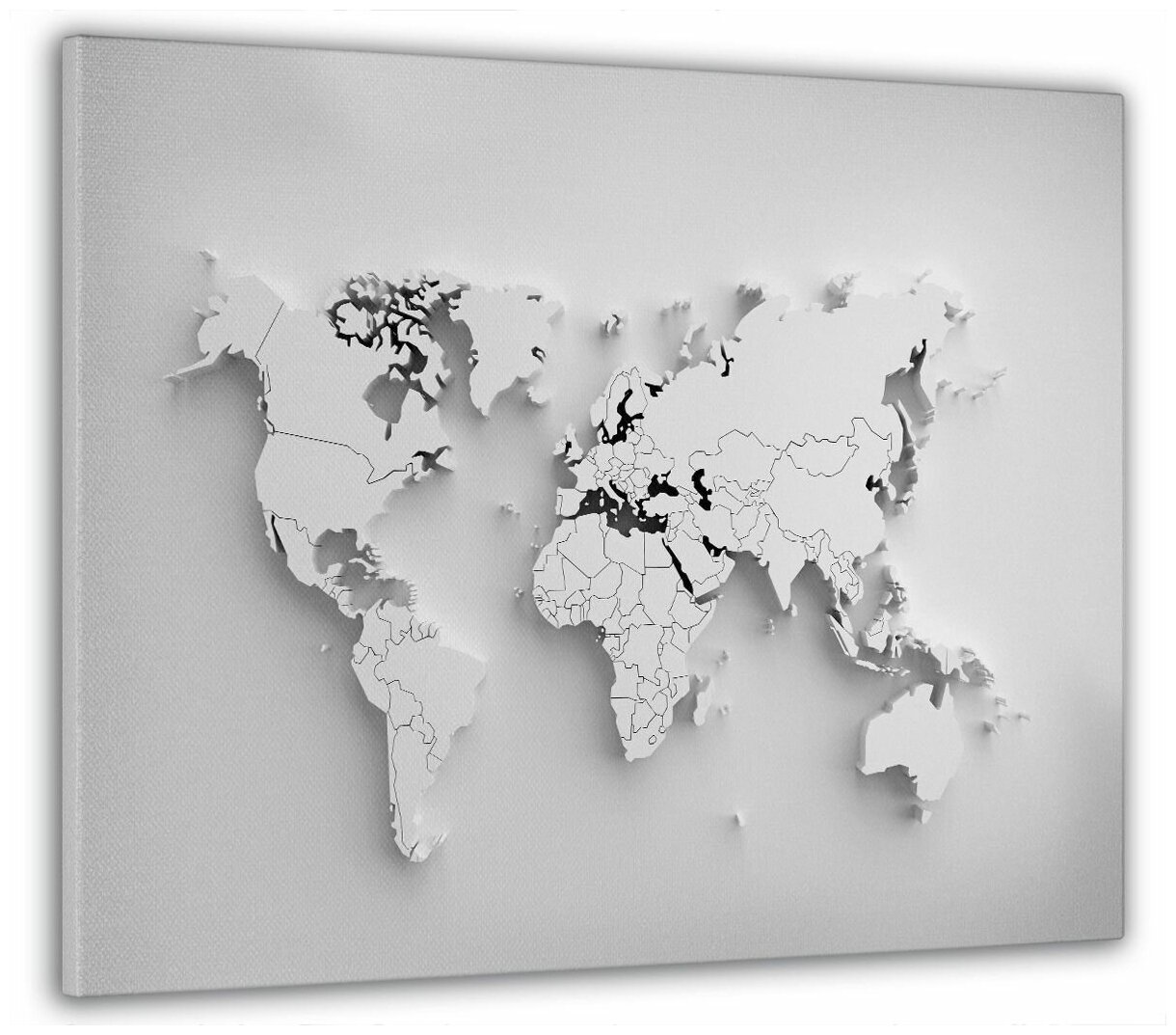 Картина на стену, для интерьера "Белая карта мира" 30x40 см