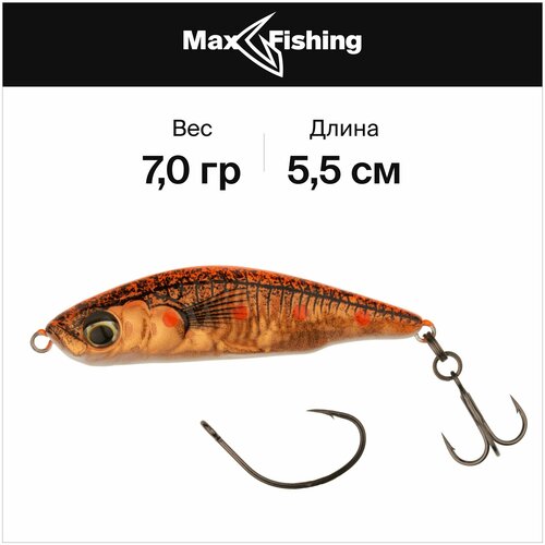 Воблер для рыбалки Savage Gear 3D Sticklebait Pencil 55 S цв. Fluo Orange Copper, 7 гр 55 мм, окуня, форель, стикбейт / тонущий воблер savage gear 3d sticklebait pencil 65 s brown trout smolt