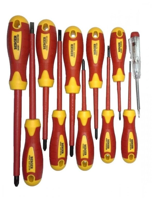 Набор отверток диэлектрических до 1000V 11 предметов BERGER BG1066 1290675