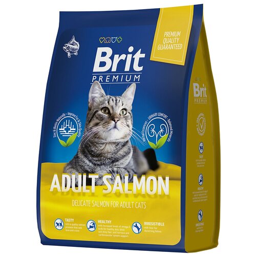 Brit Premium Cat Adult Salmon сухой корм премиум класса с лососем для взрослых кошек, 0,4кг, 1шт сухой сухой корм для кошек brit premium курица 2 кг