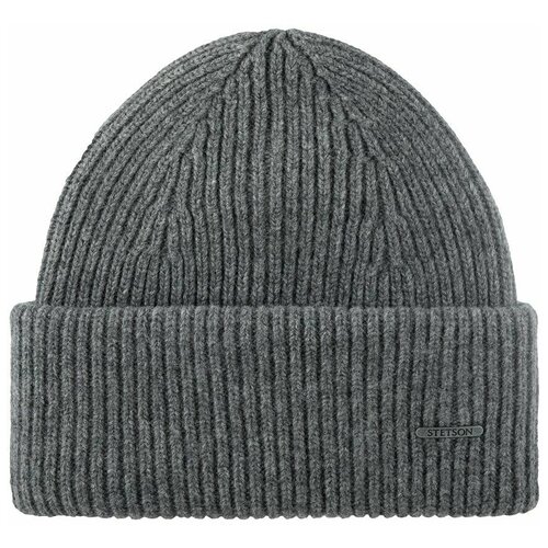 Шапка бини STETSON, размер UNI, серый шапка с отворотом stetson 8599354 beanie wool cashmere размер one