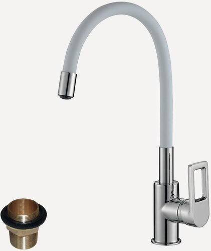 Изображение товара Смеситель Rossinka Z35-35U-White для кухни с гибким цветным изливом