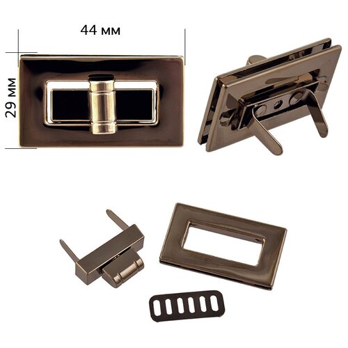 застежка для сумки tby 107968 44х29мм цв золото уп 2шт Застежка для сумки TBY.107967 44х29мм цв. черный никель уп.2шт