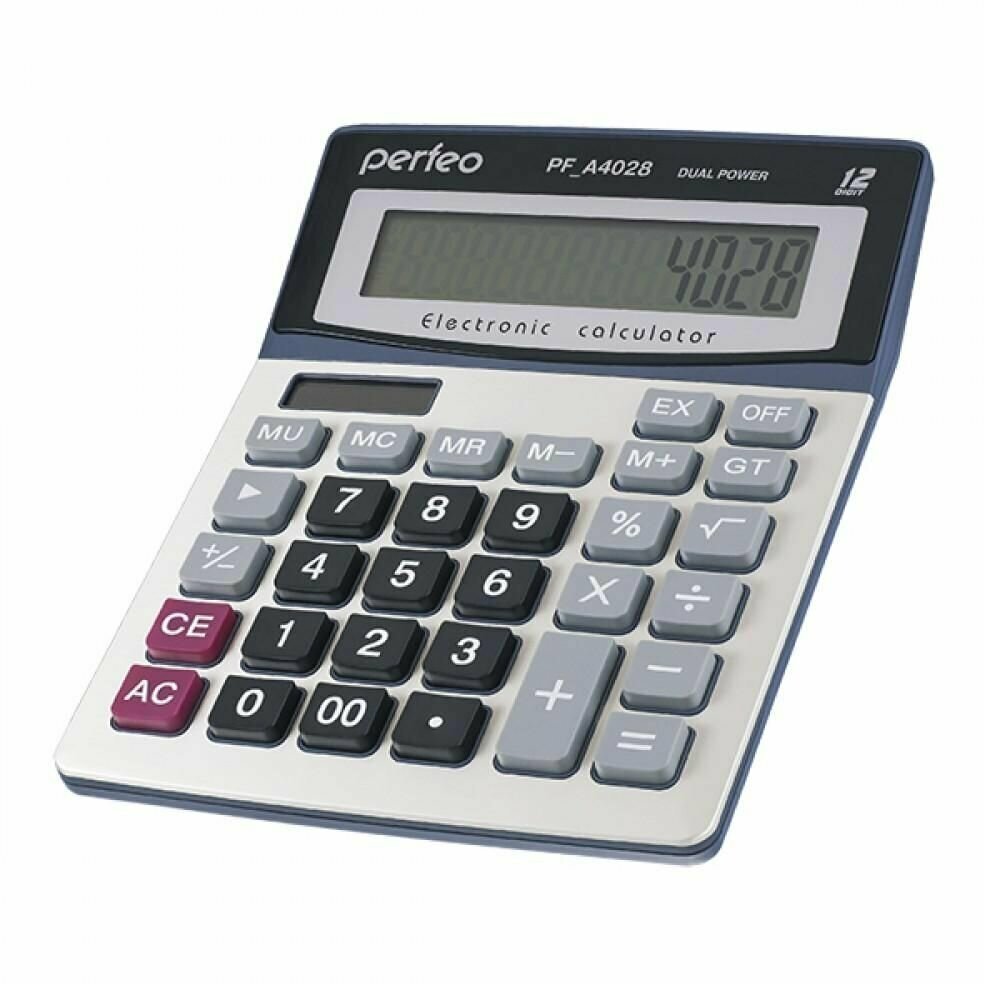 Калькулятор Perfeo PF_A4028 бухгалтерский 12-разр. GT серебристый