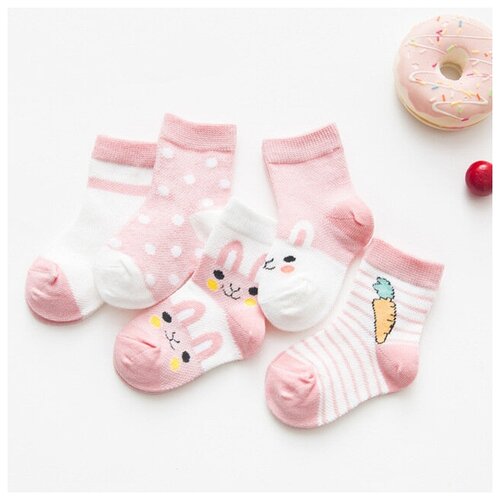 Носки детские для девочки 1-3 года хлопковые розовые, 5 пар в комплекте