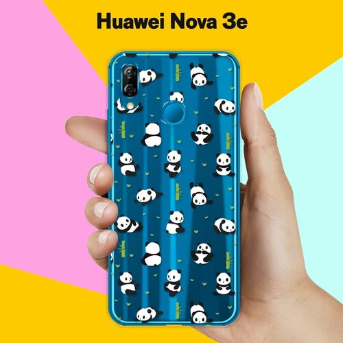 Силиконовый чехол Панды на Huawei Nova 3e силиконовый чехол на huawei nova 3e хуавей нова 3е кот в венке