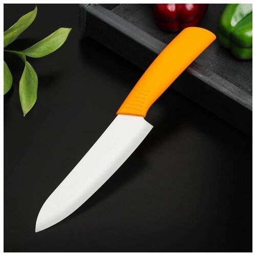 фото Нож керамический "симпл" лезвие 15 см, ручка soft touch, цвет оранжевый 5386361 сима-ленд