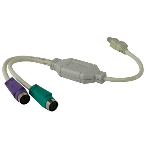 Переходник/адаптер VCOM USB - 2xPS/2 (VUS7057), 0.1 м, 1 шт., белый аксессуар espada usb m to ps 2 eusbm ps 2f