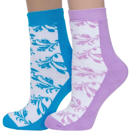 фото Носки брестские для девочек, вязаные, махровые, 2 пары, размер 21-22, мультиколор