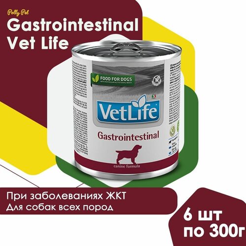 Влажный корм Farmina Vet Life Gastrointestinal для собак всех пород, c нарушениями всасывания и переваривания пищи в ЖКТ, Фармина Вет Лайф гастроинтестинал со вкусом курицы, 6шт по 300г