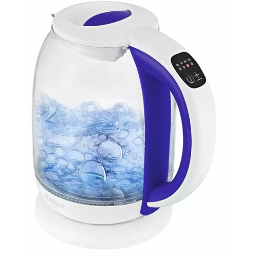 Чайник KITFORT КТ-6140-1 17 л 2200 Вт закрытый нагревательный элемент терморегулятор стекло белыйфиолетовый 604100₽