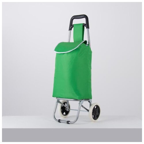 фото Сумка хозяйственная на тележке, нагрузка 30 кг, колёса пвх, цвет зелёный сима-ленд