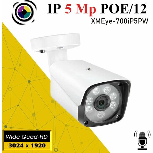 Уличная IP камера видеонаблюдения с микрофоном 3MP, XMeye-700IP3PW / Цифровая камера со встроенным микрофоном 1296P