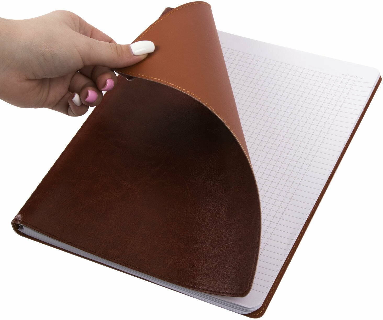Тетрадь Brauberg А4 (200х252 мм), "Office Pro", под кожу, гребень, 80 листов, коричневая (111047)