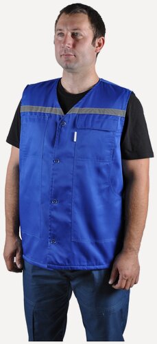 Изображение товара Жилет медицинский универсальный мужской, ткань твил, размер синий 64/66
