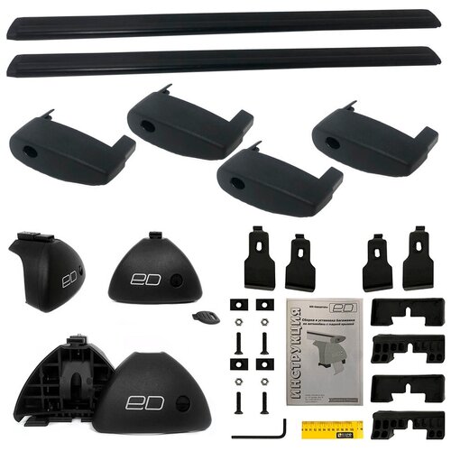 фото Комплект дуг и опор евродеталь на гладкую крышу для honda civic 4d viii (2006-2012), крыло, 1.25 м black