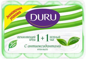 DURU Крем-мыло кусковое Soft sensations 1+1 Зелёный чай, 4 шт., 90 г