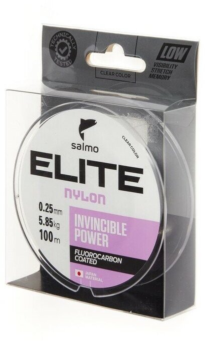 Леска монофильная Salmo Elite FLUORO COATED NYLON, d=0.25 мм, 5.85 кг, 100 м, прозрачная 7594151