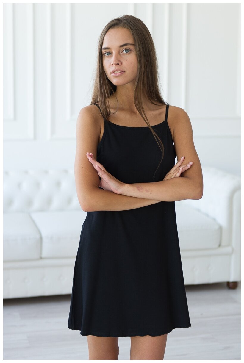 Ночная сорочка, платье домашнее, платье с кружевом "Селин" Амадэль, черный - фотография № 4