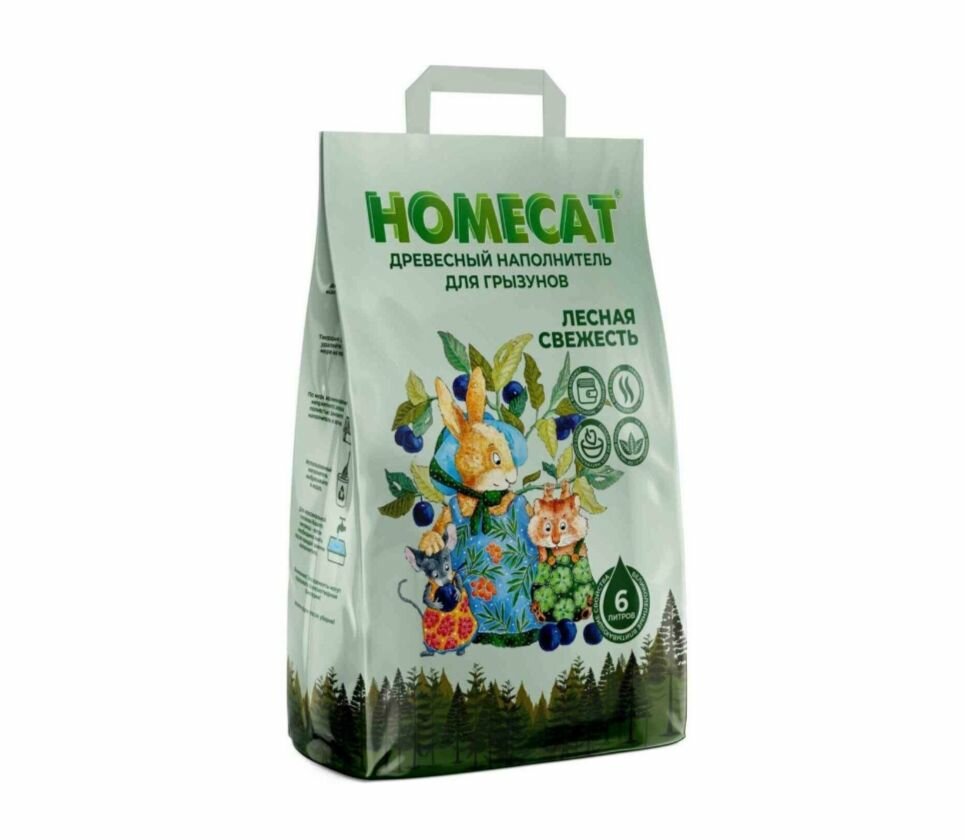 Homecat Наполнитель для грызунов Лесная свежесть, древесный, 2 кг