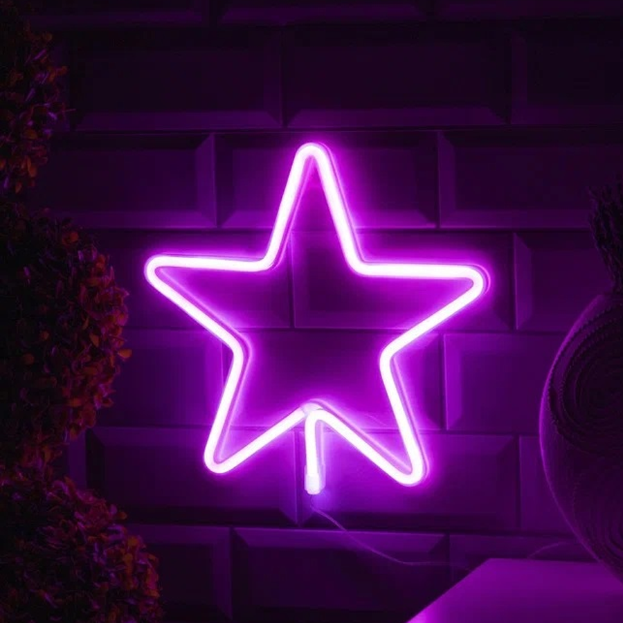 Декоративная световая фигура Riota Звезда, розовый, 28x28 см, 1 шт - фотография № 4