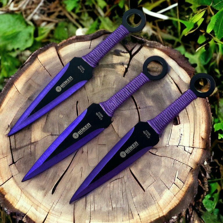 Метательные ножи BOKER (фиолетовые), набор 3 шт.