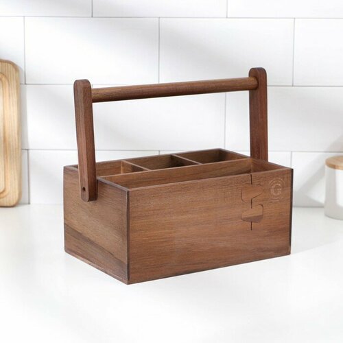 GUNGNIR Органайзер для чая и кухонных принадлежностей с ручкой 2719115 см тропическая акация 3960₽