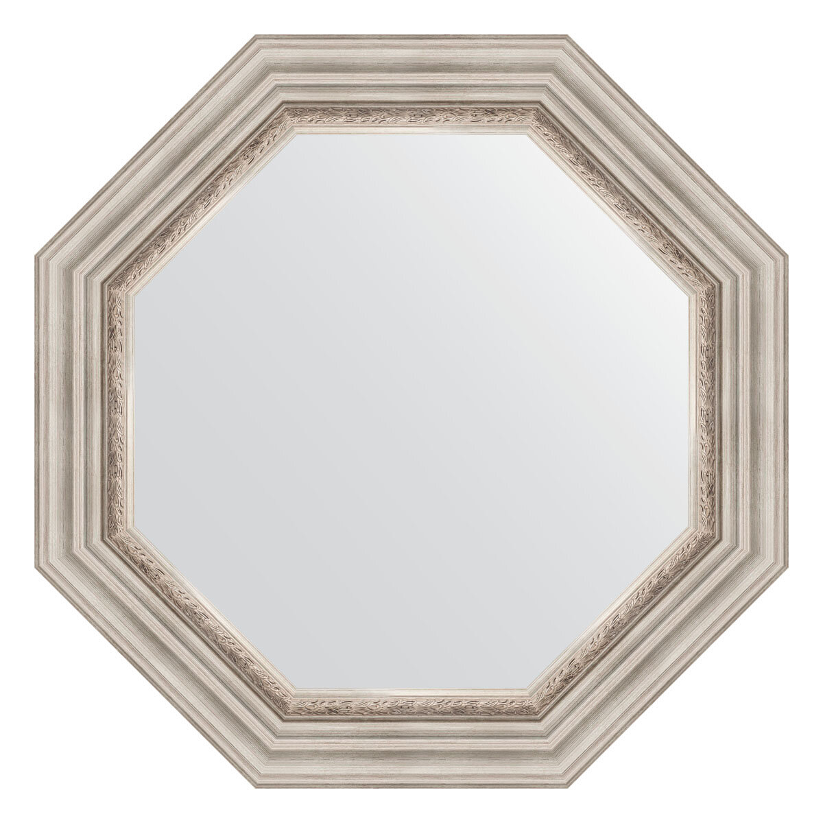 Зеркало настенное Octagon EVOFORM в багетной раме римское серебро 666х666 см для гостиной прихожей кабинета спальни и ванной комнаты BY 3788