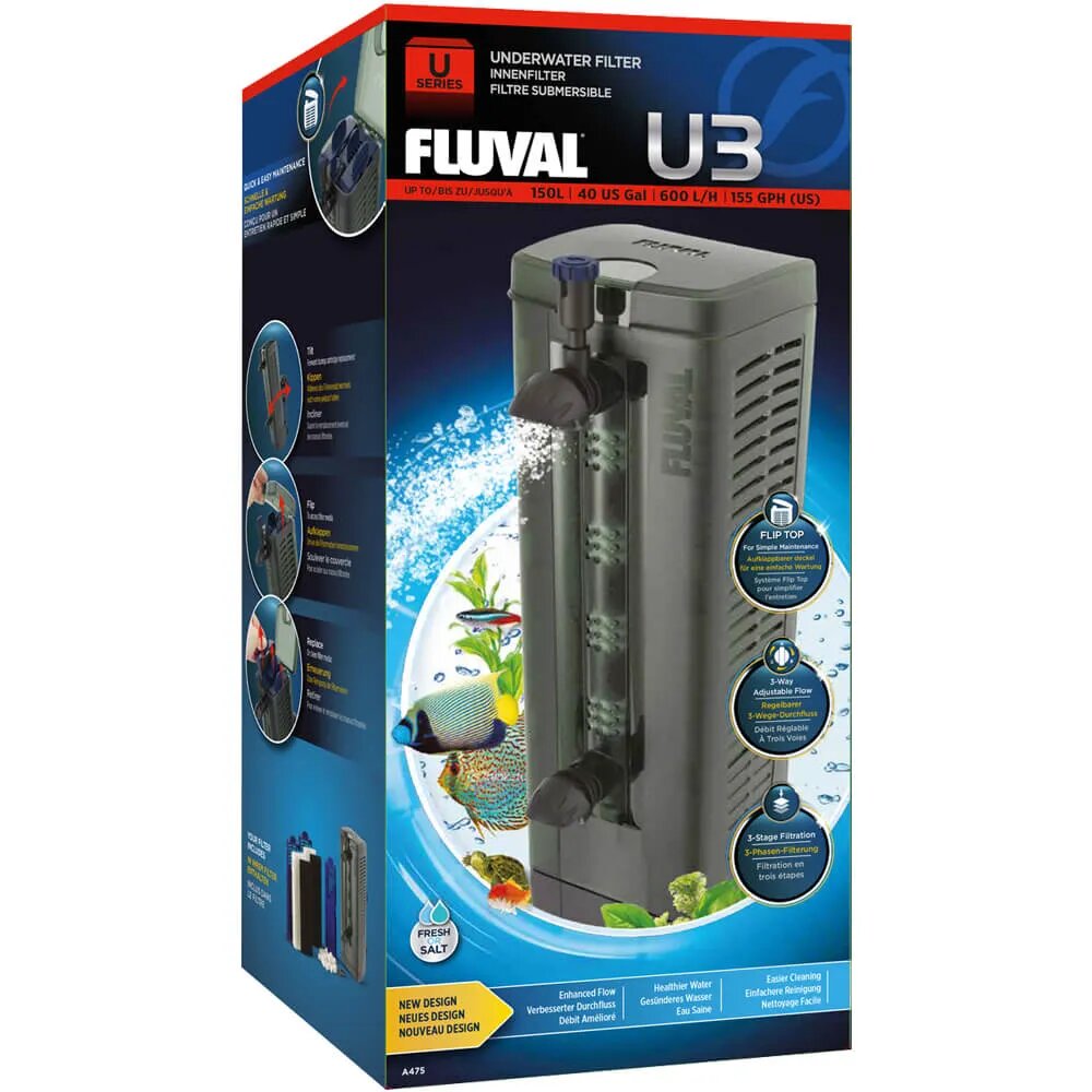 Hagen Фильтр внутренний FLUVAL U3 700 л/ч /аквариумы до 150 л/ - фото №9