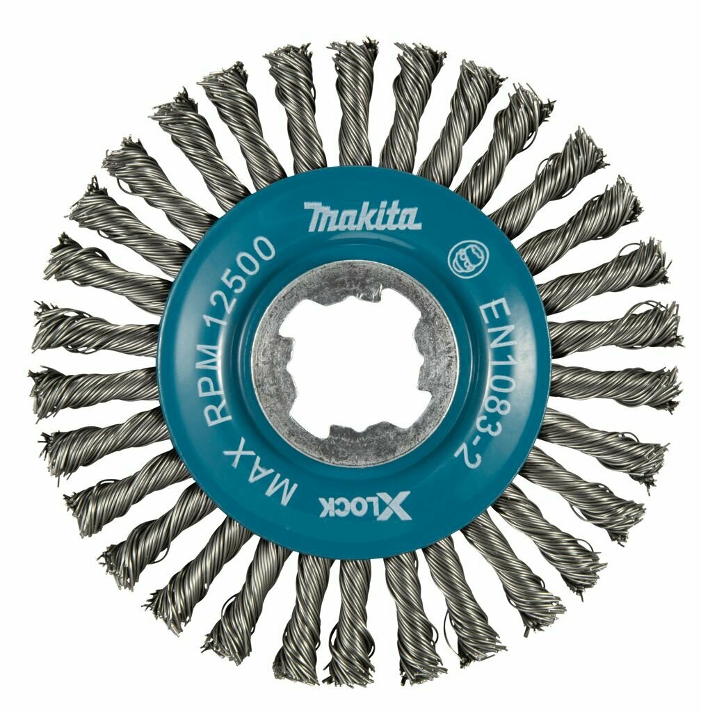 Щетка проволочная дисковая Makita X-lock (d115 мм, толщина проволоки 0, 5 мм, тонкие пучки, металл), - фото №1