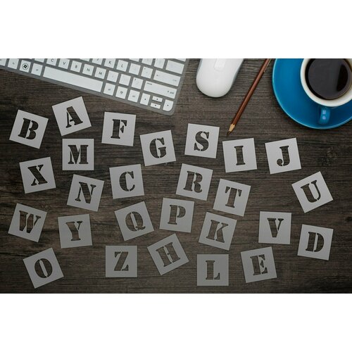 Трафарет для маркировки Латинский алфавит буквы и знаки препинания Комплект 840₽