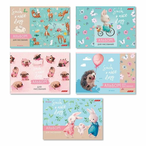 Альбом для рисования SVETOCH Ребята-зверята, выборлак, на скобе 24 листов