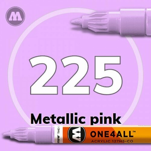 Маркер акриловый Molotow 127HS-CO 225 Металлик розовый (Metallic pink) 1.5 мм pentel маркер кисть с подкачкой чернил dual metallic brush pink metallic pink
