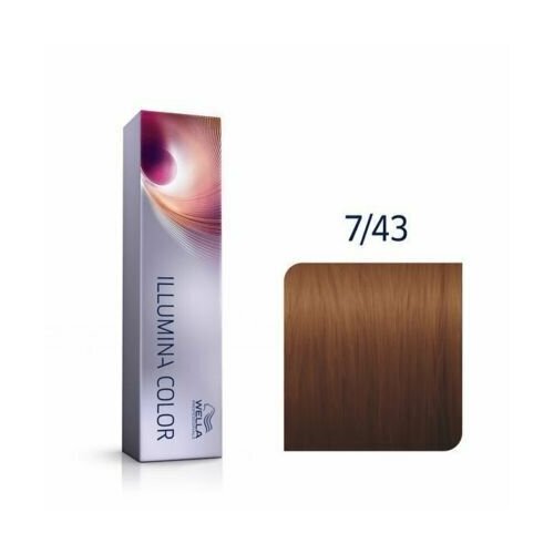 Wella Illumina Color, 7/43 блонд красно-золотистый wella professionals illumina color крем краска для волос 10 05 яркий блонд натуральный махагоновый