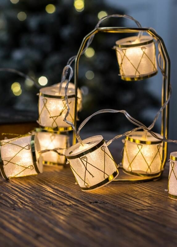 Гирлянда светодиодная «Барабаны» pvc 5х4см 10LED тепл. бел. 1.8+0.3м космос KOC_GIR-B117
