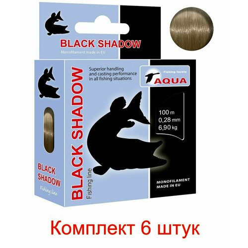 фото Леска для рыбалки aqua black shadow 0,28mm 100m (6 штук)