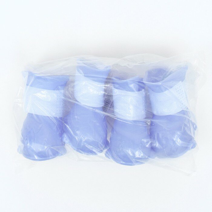 MARU Ботинки для собак, резиновые, набор 4 шт, размер M , голубые - фотография № 6