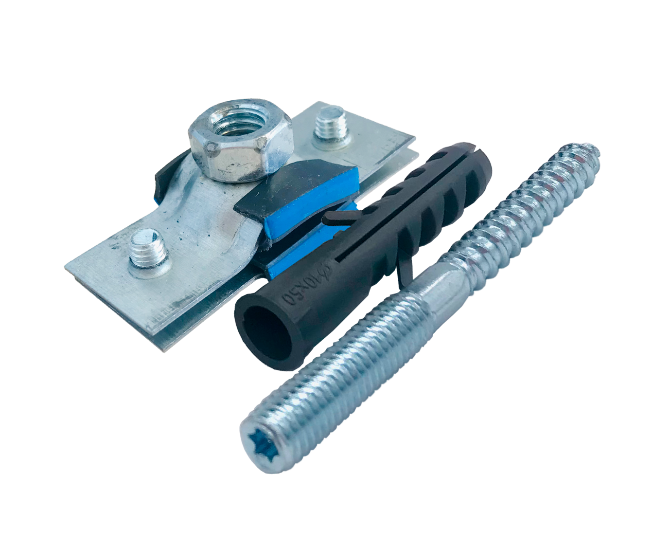 фото Хомут сантехнический 1/4 12-15 мм комплект с винтом М8 и дюбелем для трубы 5 шт