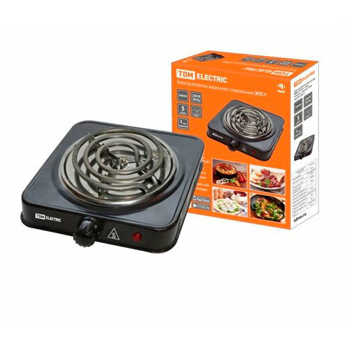 Плитка электрическая TDM Electric ЭПС1 230 В 1 кВт спираль черная 130000₽
