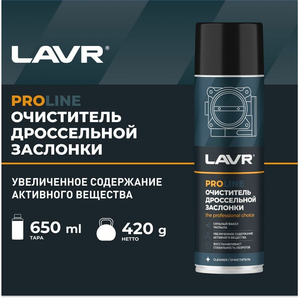 Очиститель дроссельной заслонки LAVR PRO LINE 650 мл / Ln3519