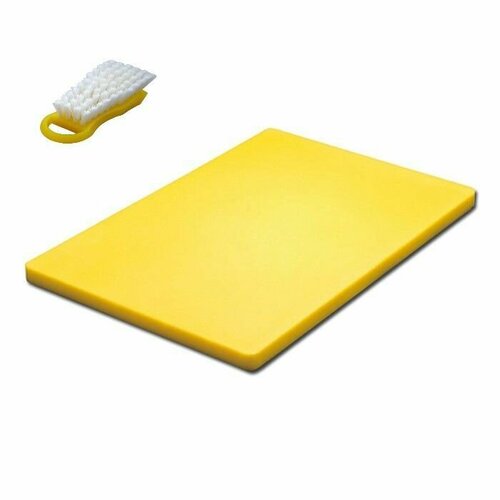 Доска разделочная прямоугольная, 60х40 h-1.5см, с щеткой, пластик, цвет желтый
