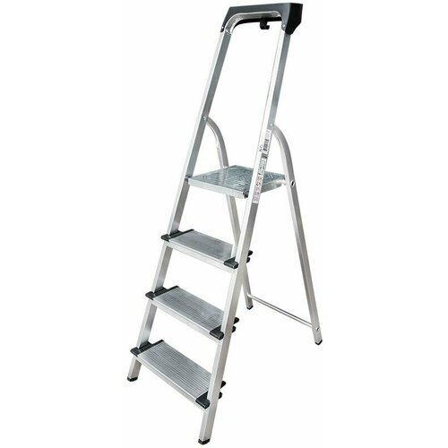 Стремянка Новая Высота 4 Ступени Nv1118 Алюминиевая С Органайзером И Широкими Ступенями